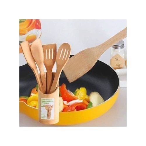 product_image_name-Generic-4pcs Bamboo Wooden Cooking Spoons Plus 1 Holder-1