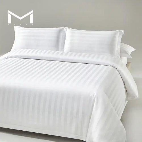 product_image_name-Generic-4 Piece Cotton Bedsheet Set – 6×6 2 Flat Sheets + 2 Pillowcases (White Striped)-1