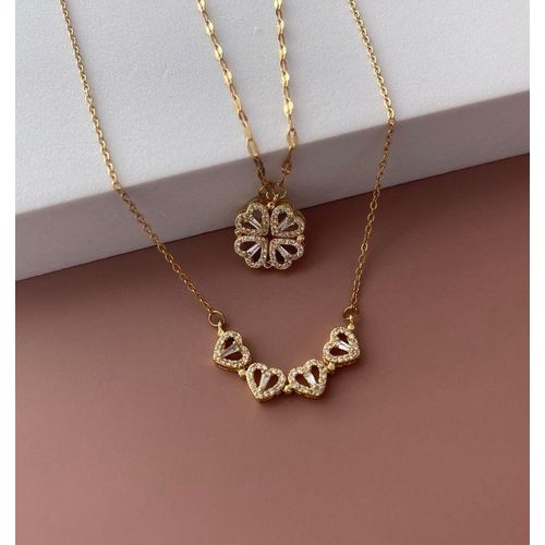 product_image_name-stainless steel-Lucky four-leaf clover necklace -3