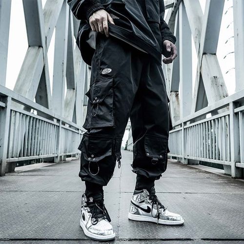 Solid Black Ameeha Mens Joggers Hip Hop Sweatpants Stylish Cargo Track  Pants Casual Wear
