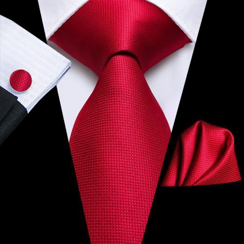 product_image_name-Fashion-Solid red silk necktie with cufflinks and pocket square-1