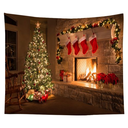 Christmas Tapestry Snowflakes Santa Claus Winter Wall Hanging