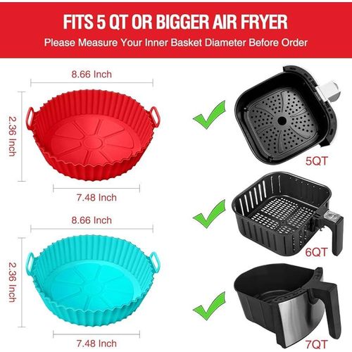 product_image_name-Generic-3pcs Silicone Air Fryer Liner Mixed Colours With Handle Non-stick Heat Resistant Air Fryer Pad Kitchen Tools-1