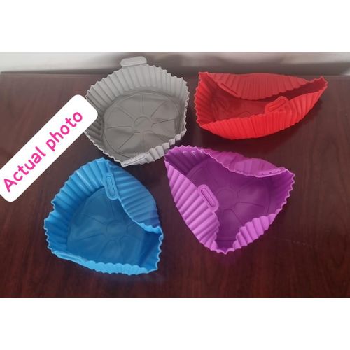 product_image_name-Generic-3pcs Silicone Air Fryer Liner Mixed Colours With Handle Non-stick Heat Resistant Air Fryer Pad Kitchen Tools-4