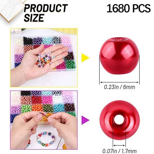  1680pcs Glass Beads for Jewelry Making, 24 Color 6mm