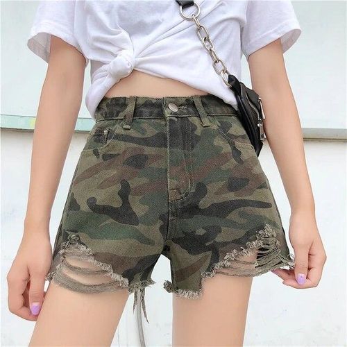 16 Jeans Summer Shorts For Women Military Army Green Camouflage Ripped Ladies  shorts @ Best Price Online