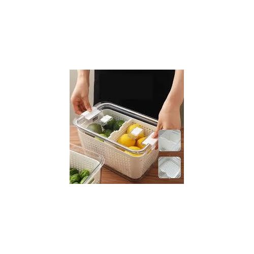product_image_name-Generic-3-in-1 Large Acrylic Fridge Storage Containers with Drainer Baskets, Handle & Timed Storage - 7 Liters-4