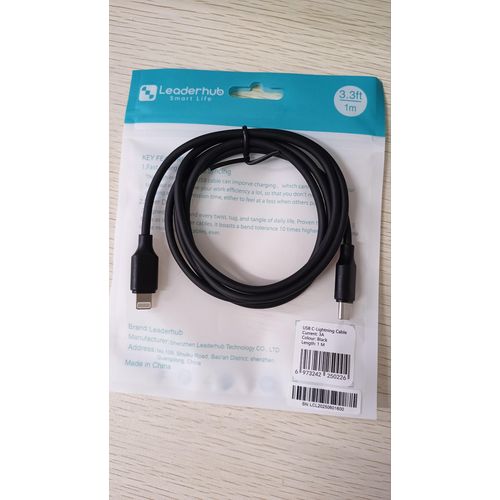 product_image_name-Leaderhub-USB C-Lightning Cable 1M Fast Charging Type C to Lightning Data Cable for IPhone Black-3