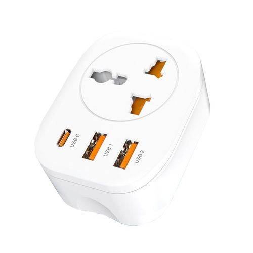 product_image_name-Generic-Universal Converter Plug 2USB+Type-C Smart Converter Socket UK Plug(White)-1
