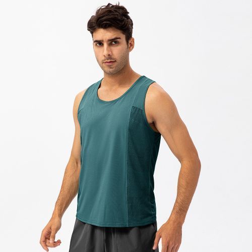 Buy Men Polyester Slim-Fit Gym Tank Top - Grey Online