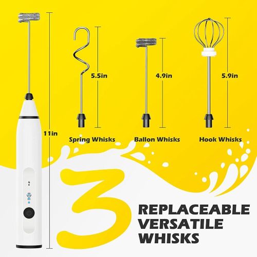 Handheld Electric Milk Frother Whisk Egg Beater, USB Rechargeable