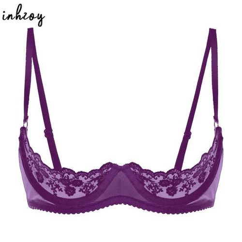 Generic Women's Sexy Open Cup Bra S Sheer Floral Lace Underwire Push Up  Bralette Cupless Lingerie Exposed Breasts Underwear Nightwear @ Best Price  Online