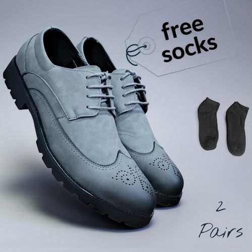 Fashion Men's Grey Low-Cut Lace-Up Casual Shoes - Premium