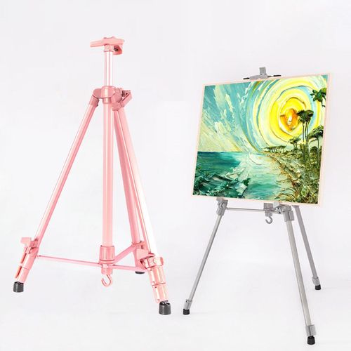 Generic Tripod Floor Standing Easel For Painting Canvas Pink