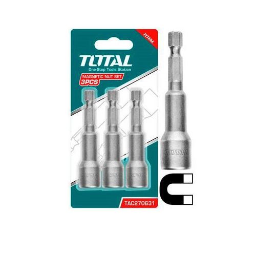 product_image_name-TOTAL-8mm Impact Magnetic Nut -Set of 3 Pcs, ¼ inch Hex Shank- TAC270831-1