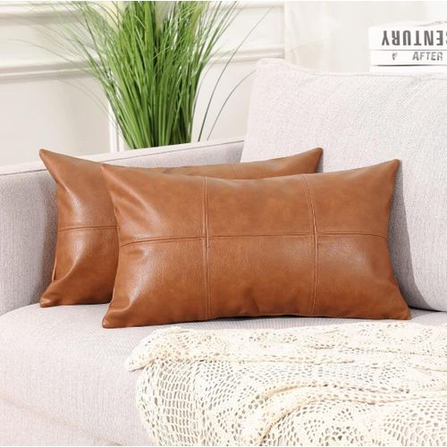 Faux leather throw pillow cover clearance