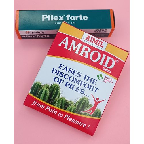 Himalaya Pilex Forte Cream + Aimil Amroid Tablets Piles/Hemorrhoids ...