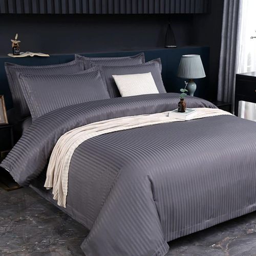 product_image_name-Generic-7x8 Luxury Striped  Bedsheet Set Soft Breathable Cotton Bedding with Pillowcases-1