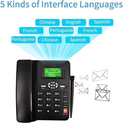 product_image_name-Generic-Wireless Quad Band GSM Desk Phone,Desktop Style Phone with SIM Card Slot,LCD Display Date/time/Signal Strength/Battery Capacity,for Home Office Hotel Landline Phones-6