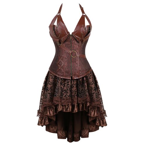 Steampunk Corset white / brown, Steampunk Corset, Gothic Corset