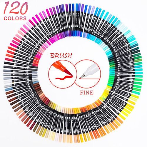 12-120 Color Art marker Watercolor Pen Brush Markers Dual Tip