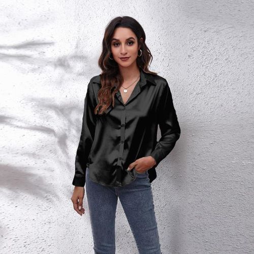 Satin hot sale black tops