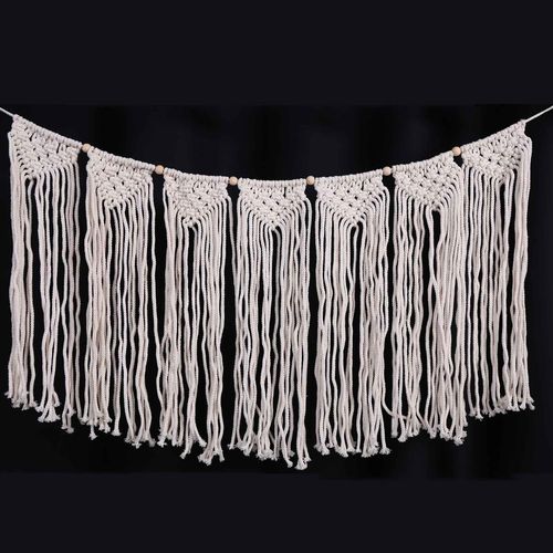 Macrame Wall Hanging Curtain Fringe Garland Banner Black