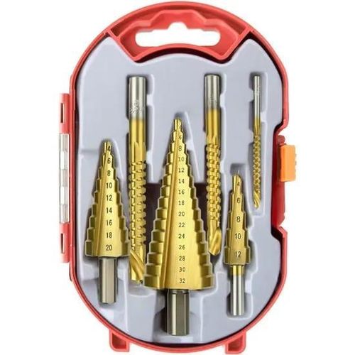 product_image_name-Generic-Heavy Duty 6pcs High Speed Steel Step Drill Bits, Twist Drill Bits Titanium Coated -2