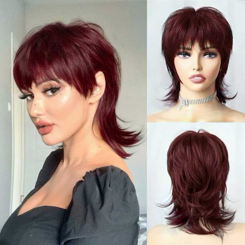 Short Pixie Cut Wig For Black Women Straight Burgundy Red Human