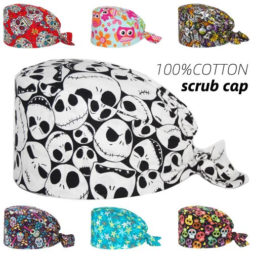 Unisex Surgicals Caps Anime Printing Elastic Pure Cotton Scrub Hats