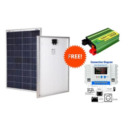 product_image_name-Sunlight Solar-300W Solar Panel All Weather Solar Panel + Free 30A Solar Charge Controller +  Free 1000 Watts Solar Inverter DC to AC 1000W Inverter-1