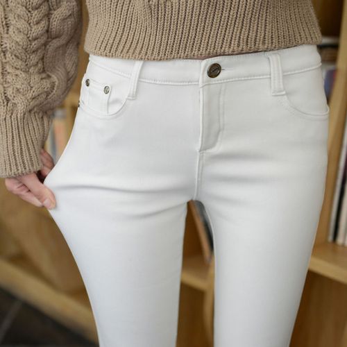 Fashion (Khaki)Candy Colors Thick Winter Pants Female Korean Fashion Pencil  Pant Women White Skinny Slim Pants 2021 Office Lady Warm Leggings ACU @  Best Price Online