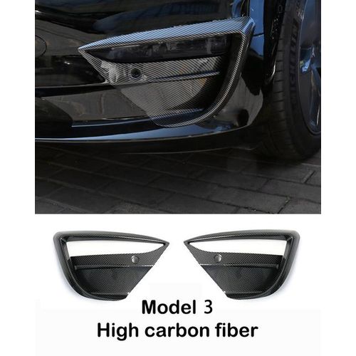 Generic For Tesla 2022 Model 3 Car Carbon Front Fog Lamp Spoiler Wind  Protective Cover Sticker Decoration Model Y Accessories @ Best Price Online