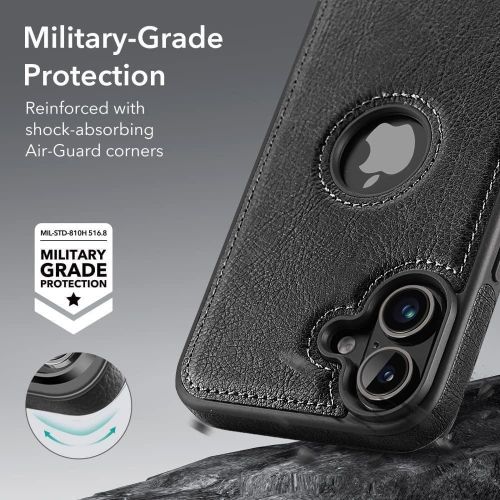 product_image_name-Generic-Black Full Flexible Classic PU Soft Leather Cover Case for iPhone 16-2