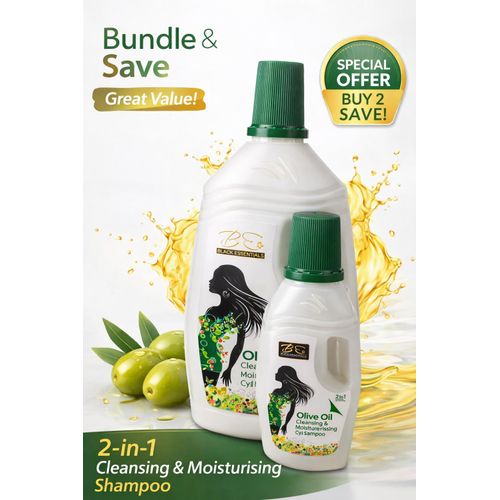 product_image_name-BLACK ESSENTIALS-Olive oil Hair Care Bundle Conditioner (Big)+Shampoo (small)-1