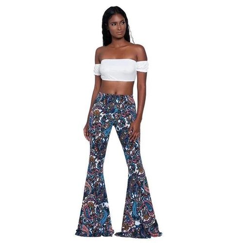 16 Jeans Women Skinny High Waist Floral Printed Flare Pants Casual Bell  Bottom hot pants @ Best Price Online