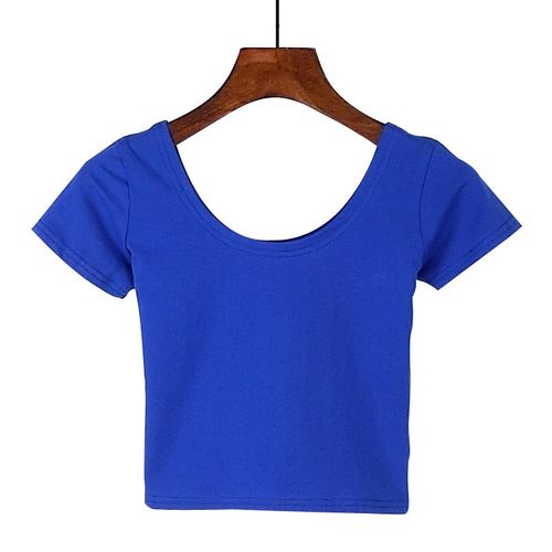 Fashion Stretch Women High Quality U Neck Crop Top 1PC Girls Short Sleeve  Female Fashion Best Sell Popular Tee Top T-shirt Black @ Best Price Online