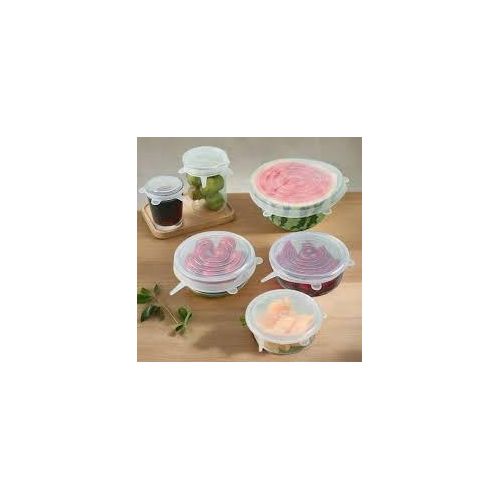 product_image_name-Generic-6pcs Round Reusable Silicone Stretch Lids - Microwave Safe, Leak-Proof Food Covers-4