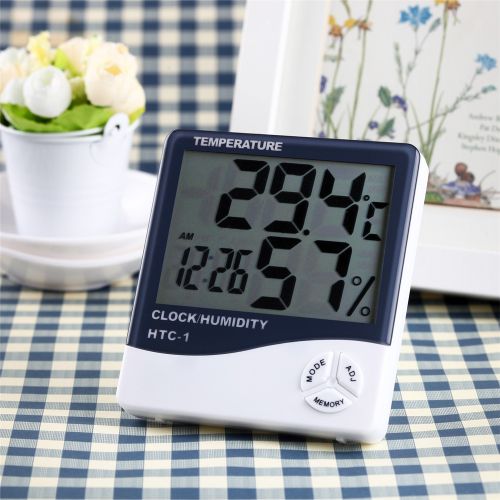 LCD Electronic Digital Temperature Humidity Meter Thermometer Hygrometer  Indoor Outdoor Weather Station Clock HTC-1 HTC-2