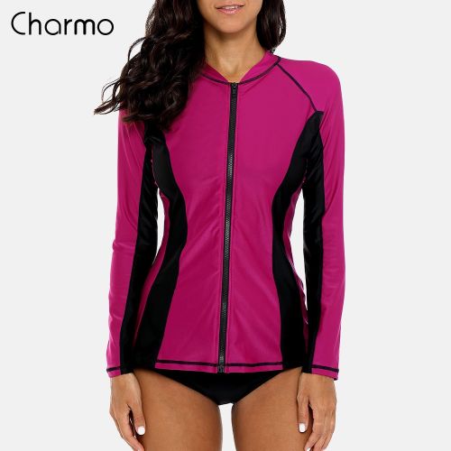 Fashion Charmo Women Long Sleeve Zipper Rashguard Swimsuit Surfing Top  Rash-FUC @ Best Price Online