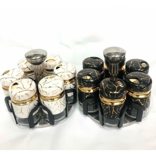 product_image_name-Generic-7PCS Marble Rotating Spice Jar Set with Stand-1