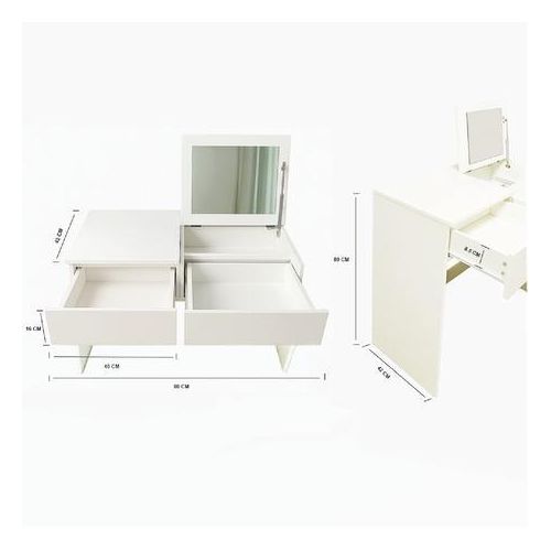 product_image_name-LASA-Compact White Vanity Desk with Flip Mirror & Storage Drawers Wh-2ddrestab-2
