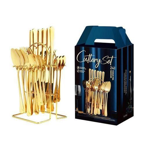 product_image_name-Generic-24pcs Silverware Flatware Sets,Stainless Steel Cutlery Set, Spoons Forks Knives, Modern Design,-2