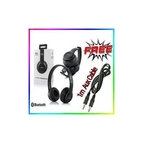 product_image_name-P47-CLEAR SOUND Stylish Bluetooth Headphone + Free 1m Aux Cable-1
