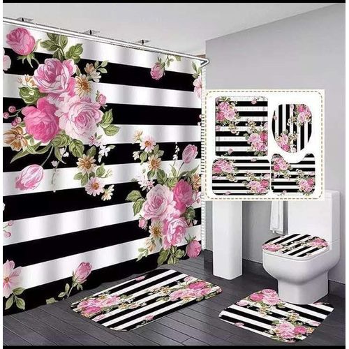 product_image_name-Generic-4 Pcs Set Bathroom Shower Curtain Set – Waterproof 3D Print-1