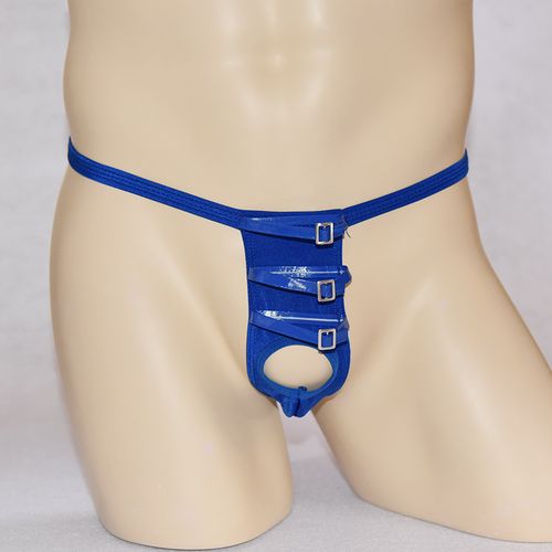 Fashion Blue-Bandage Bundle Penis Hole Briefs Underwear Men Penis
