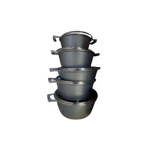 product_image_name-HK-10pcs Granite Cookware Set with Glass Cover Grey -1