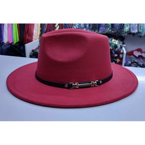 product_image_name-Fashion-Men’s Royal Blue Wide-Brim Fedora Hat with Structured Crown and Double-Bar Metallic Clasp – Bold Black Band Accent – Statement Formal & Casual Accessory-6