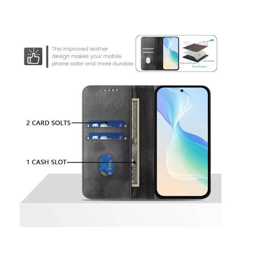 product_image_name-Generic-Apple iPhone 16 Pro Luxury Leather Flip Wallet Magnetic Cover Case – Black, Shockproof, Kickstand, Card Slots, Magnetic Closure-2