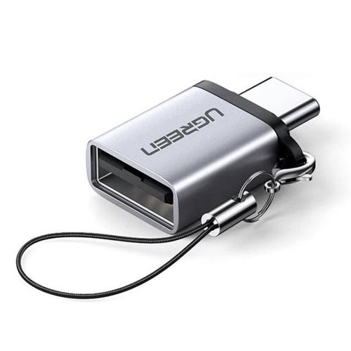 product_image_name-Ugreen-USB-C to USB-A 3.0 Adapter (US270), High-Speed 5Gbps Data Transfer, OTG Support, Durable Aluminum Build, Compact with Lanyard – Space Gray-1